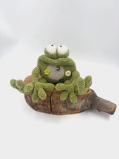 Crocheted Velour Frog Toy, Handmade gift 4 in