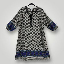 Moa Moa Dress Womens XL Black White Blue Boho Shift Tunic Geometric USA Made