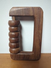 Vintage Handheld Wooden Massage Roller Tool Handcrafted Brown Hand Massager