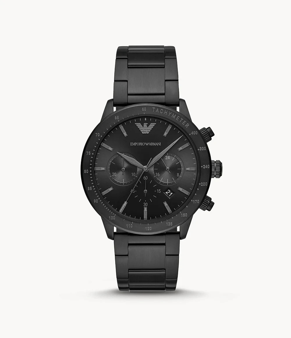 EMPORIO ARMANI MARIO AR11242  BLACK STAINLESS STEEL MENS WATCH NEW