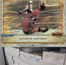 2020 Topps Road to WrestleMania #96 AJ Styles Def. Randy Orton Foilboard - CA