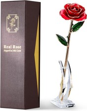 Gold Dipped Rose - Hand-Dipped Real 24K Gold Rose - Genuine One of a Kind Red 