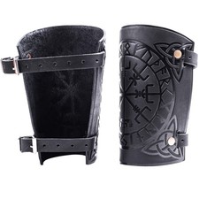 100 Genuine Leather Handmade Wrist Cuffs Bracers - LARP Gauntlet - Real Leat...