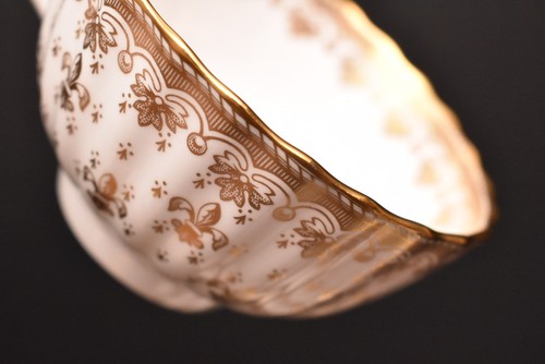 RARO set di 6 grandi tazze da tè e piattini Spode FLEUR DE LYS oro - Foto 15 di 19