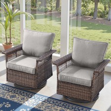 2PCS Outdoor Swivel Rocker Patio Chairs Set Furniture Sofa Rattan Wicker Chair