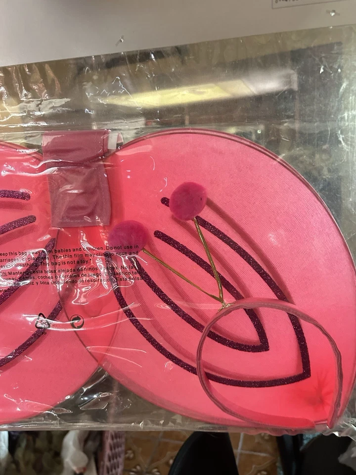 Pink Glitter Fairy Butterfly Wings for Girls Costume Brand New - Image 2 of 4