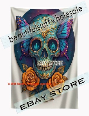 Skull Tapestry Boho Wall Art mystical banner 59X82 in