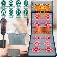 Full Body Electric Massage Mat for Bed w/ Shiatsu Heated Neck Massager for Home