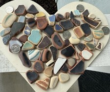 60 Large/XLG Surf Tumbled Pottery Shards Craft grade Weighs 13 OZ