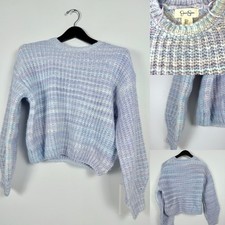 Jessica Simpson Cropped Oversized Sweater Women S Pastel Rainbow Wool Blend