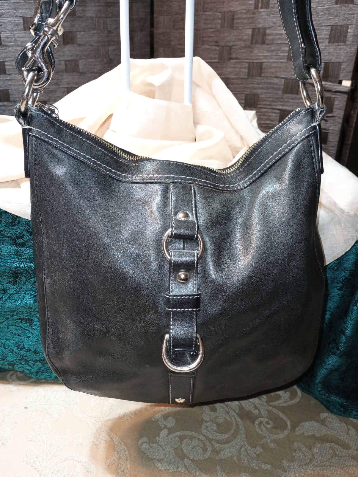 Coach F14018 CHELSEA Black Leather Shoulder Bag