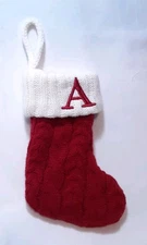 St. Nicholas Square Knit Mini Christmas Stocking Monogram Initial A
