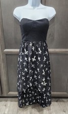 Forever 21 Cross High Low Cut Gothis Dress Women's Size S Goth Punk Strapless