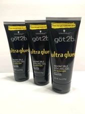 Got2b Ultra Glued Invincible Styling Hair Gel Vertical Style 6 Ounce (Pack of 3)