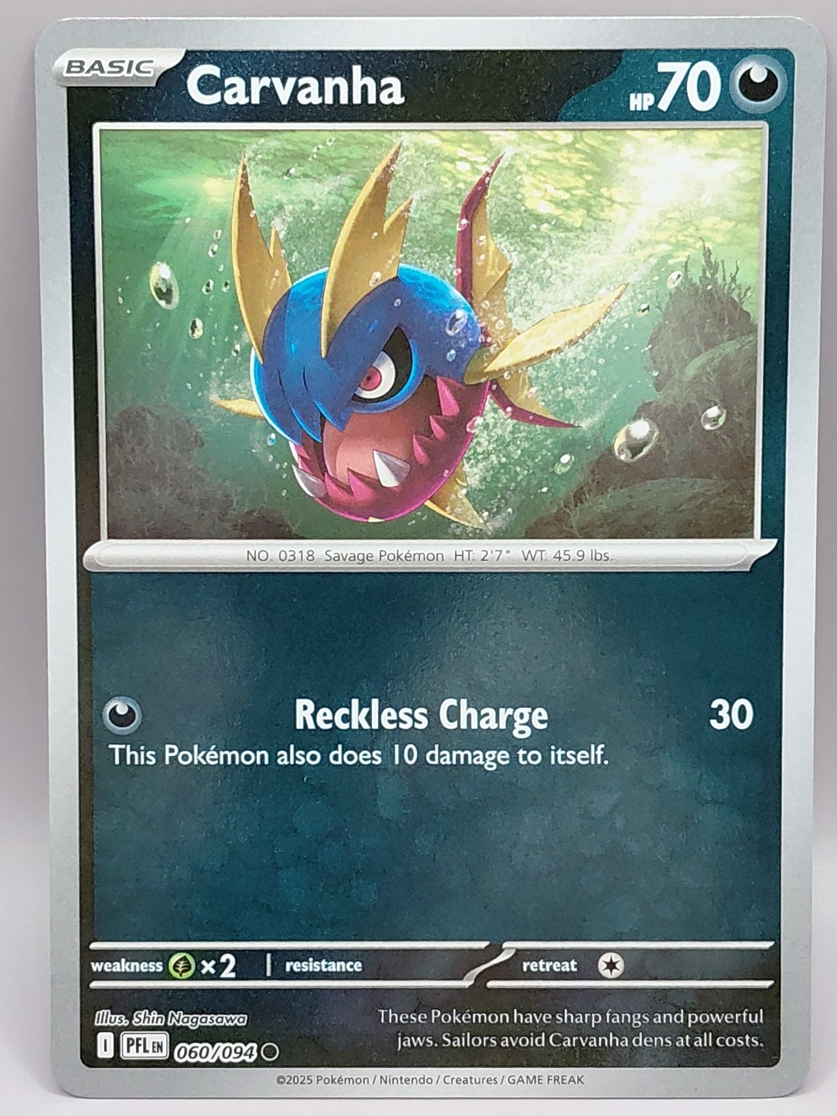 Carvanha Reverse Holo Pokémon TCG Phantasmal Flames 060/094 Near Mint