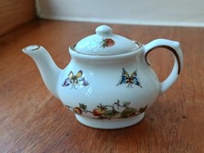 MINIATURE COALPORT BONE CHINA TEAPOT W/ STRAWBERRY PATTERN