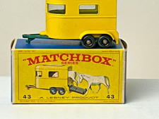 Matchbox No. 43 Pony Trailer with Original Box,  Green Base, No Horses