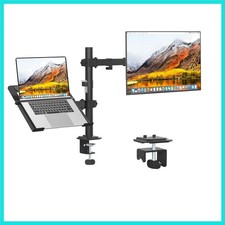 Monitor and Laptop Mount, Monitor Arm with Vented Tray for 13" to 27" LCD Com...
