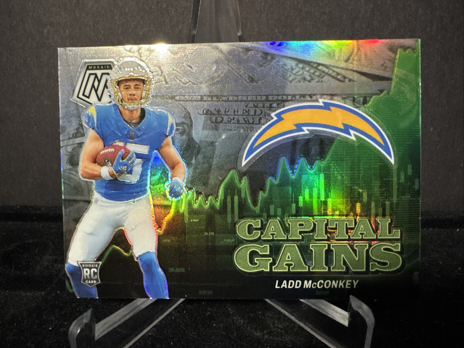2024 Panini Mosaic - Capital Gains Ladd McConkey #13 Silver Prizm (RC)