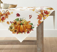 KüRbisse AhornbläTter Sonnenblumen Herbst 120X120 Cm Tischdecke | Saisonal Fall
