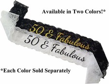 50  Fabulous Lace Sash - 50th Birthday Sash