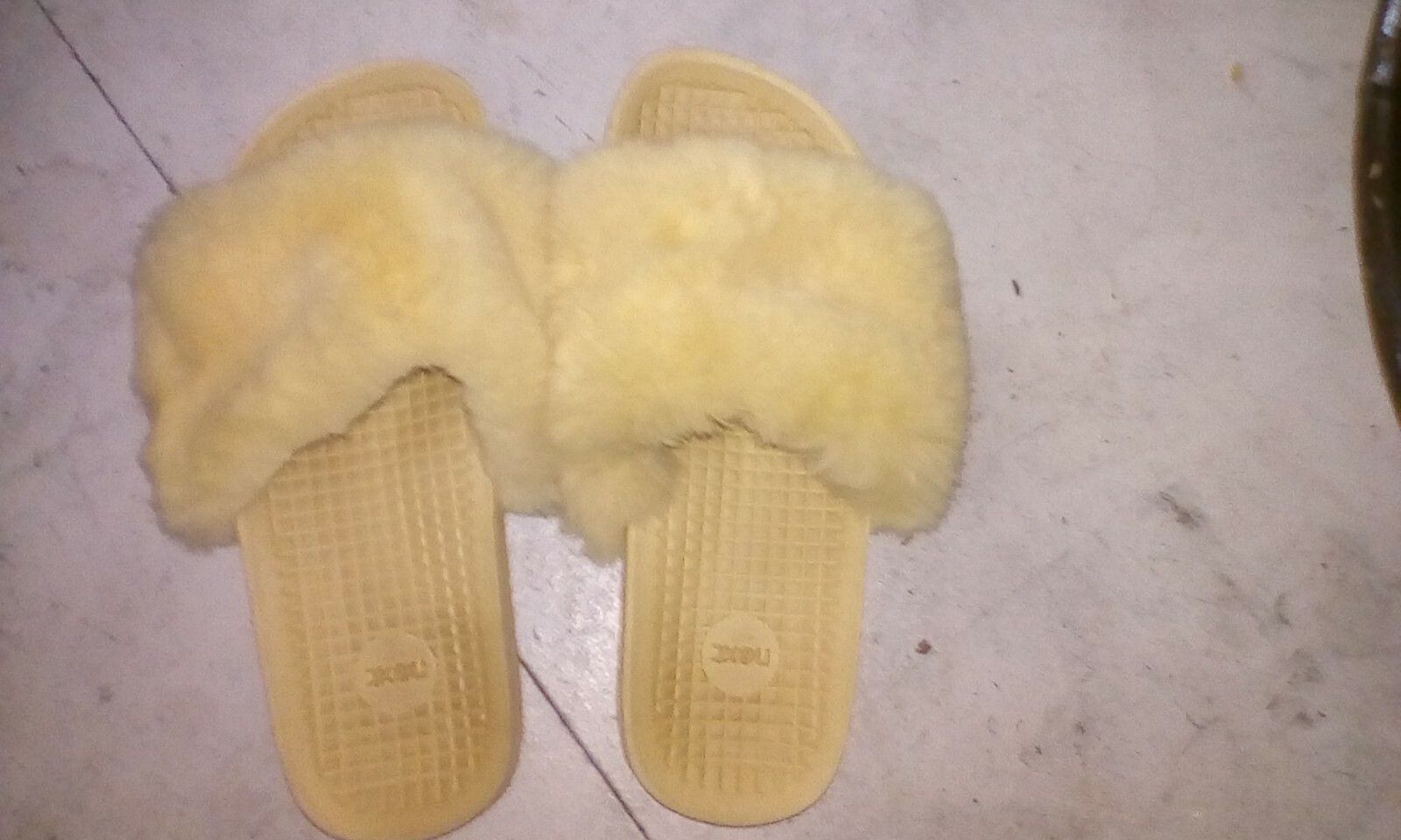 SAOLA Womens next Fluffy Yellow slippers size 4 37 foam sole