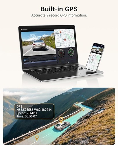 5K Dash Cam with 5G WiFi Free 64GB SD Card ADAS Dash Cam Front and Rear GPS - Picture 6 of 6