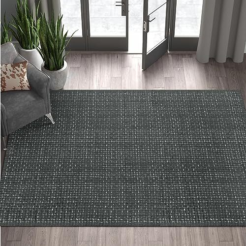 Laundry Room Mat Washable Rug 3'x5' Braided Rugs Farmhouse 3x5ft Dark