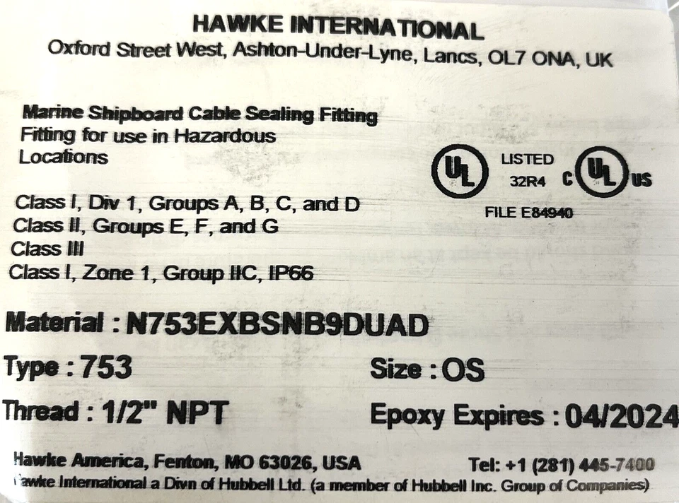 HAWKE, CABLE GLAND, LOT OF 40, TYPE 753, SIZE OS, 1/2"NPT, MARINE FITTING, NEW S - Image 3 of 4