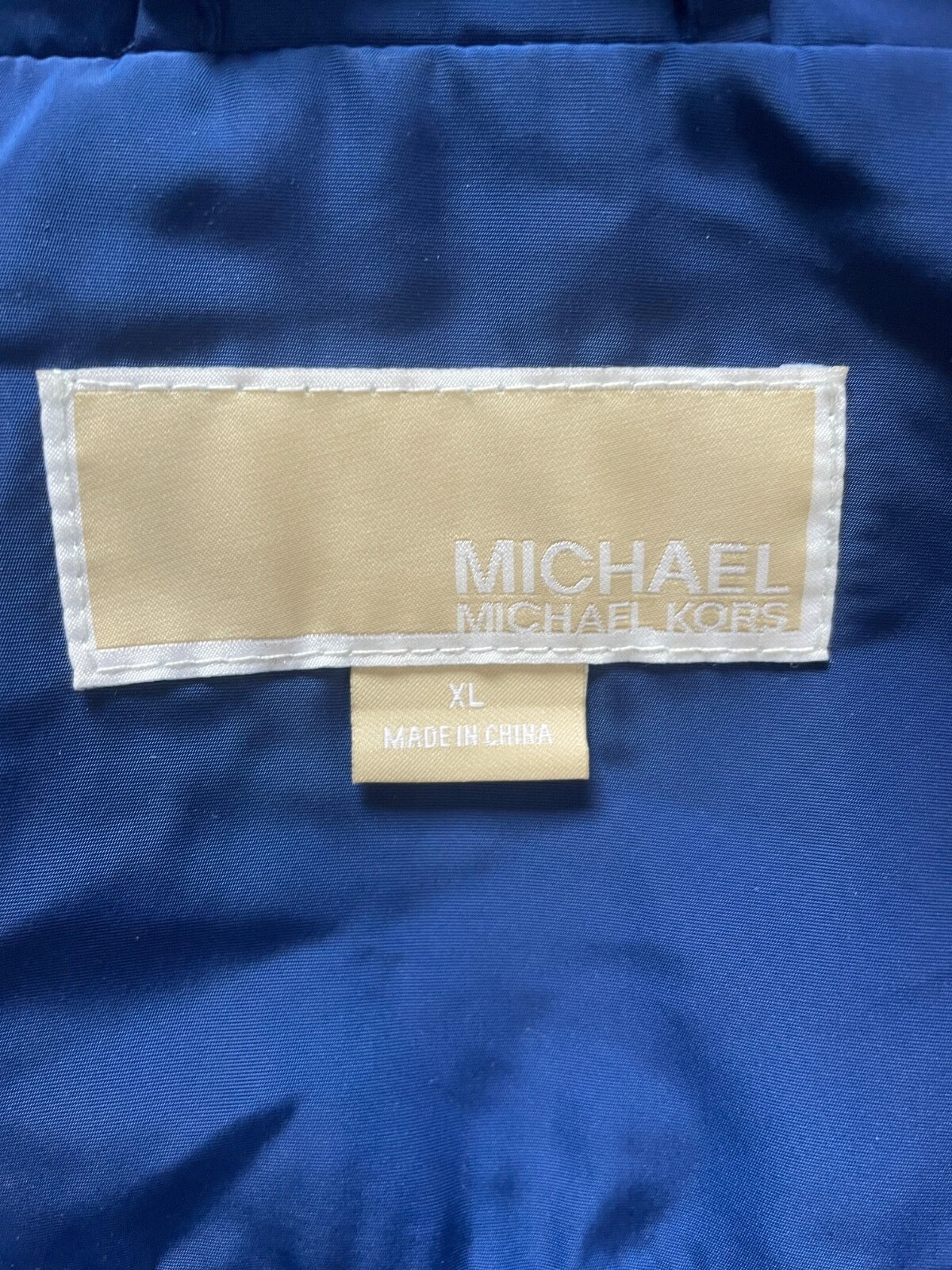Giacca donna Michael Kors Anorak tutte le stagioni con cappuccio e zip blu taglia XL