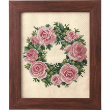 Cross Stitch Kit - Seasonal Flower Arrangement Rose Wreath