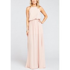 Show Me Your Mumu Heather Halter Slit Dress, Dusty Blush Crisp, M