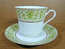 Kingston Fine China of Japan Cup & Saucer 3913 White Green Floral 