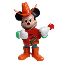 Vintage IILCO Disney Wind-Up Mickey Mouse Cowboy Guitar Playing Figure - 7.5"