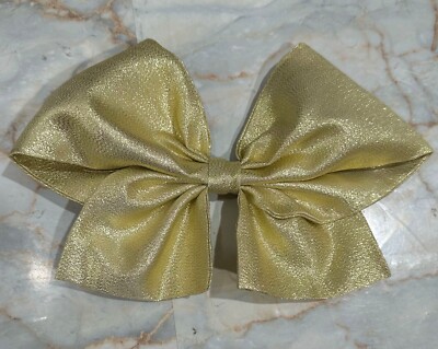 GOLD LAME HAIR BOW.. CLIP ON BACK .. 9'' WIDE 6 '' TOP TO BOTTOM. ACCESSORY