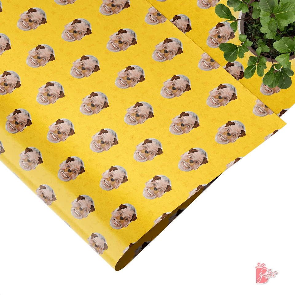Rollo de papel de regalo personalizado con foto cara perro corte filtro envoltura de regalo Foto 2 de 4