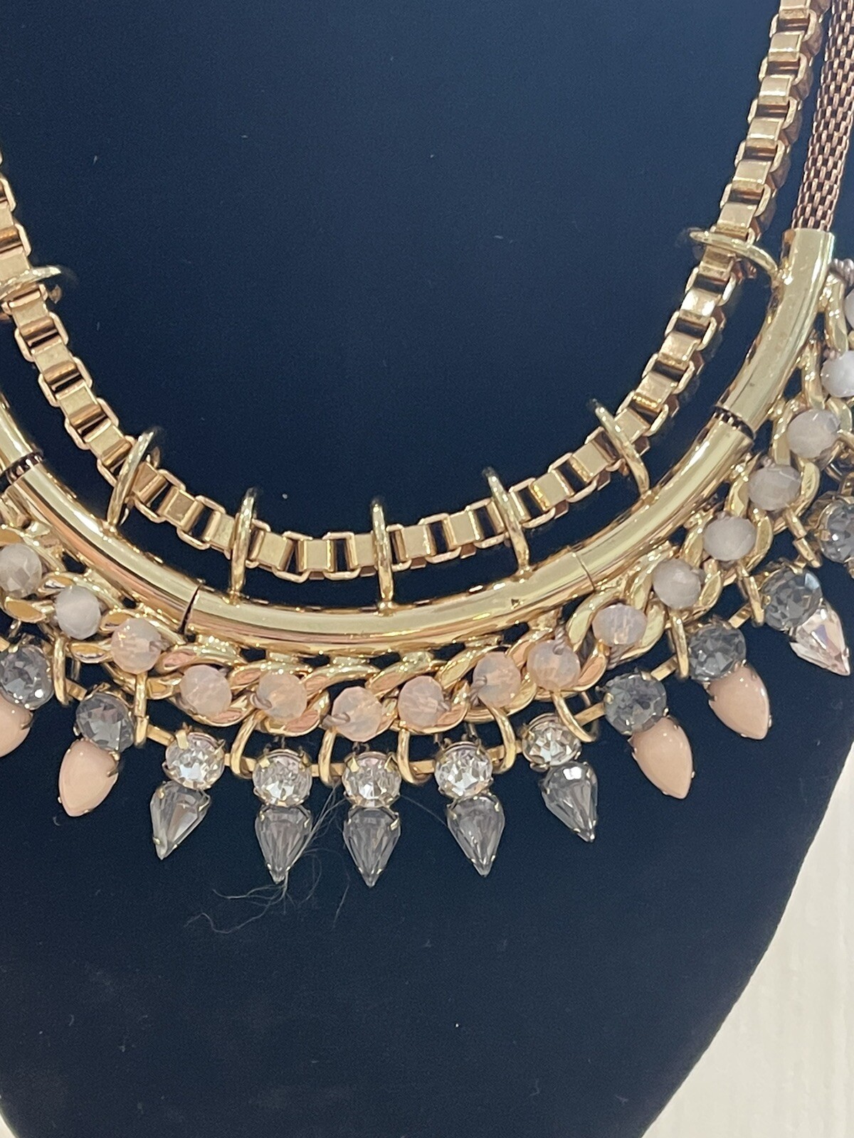 Express Necklace Boho Statement Crystal Beaded Bi… - image 4