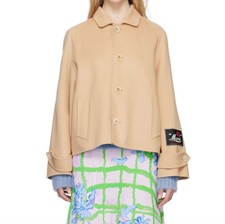 Marni Logo-patch Beige Raglan Jacket - Virgin Wool