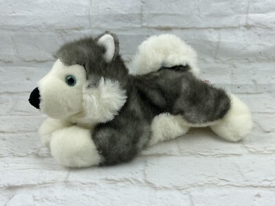 Aurora Husky Dog Wolf Plush 11'' Laying Down Soft Stuffed Animal Toy