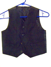 Boys Suit Vest Black Pinstripe Size 4T EUC  