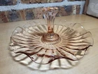 Vintage Pink Depression Glass Fluted Edged Plate Candy Nut Dish Center Handle