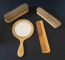 VTG Celluloid Lot 2 Brushes, Comb and Handheld Mirror