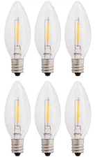 6- C26 LED Replacement Light Bulbs for Electric Candle Lamps, E12 Base 0.7w 120v