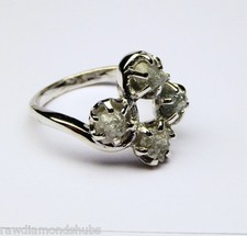 2.05ct Natural Gray/White rough diamond ring, Uncut raw diamond ring, 925 silver