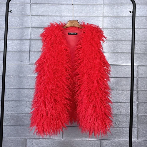 Mujeres Talla Grande Imitación Lana Piel Largo Imitación Skeep Piel Invierno Chaleco Cálido - Imagen 10 de 43