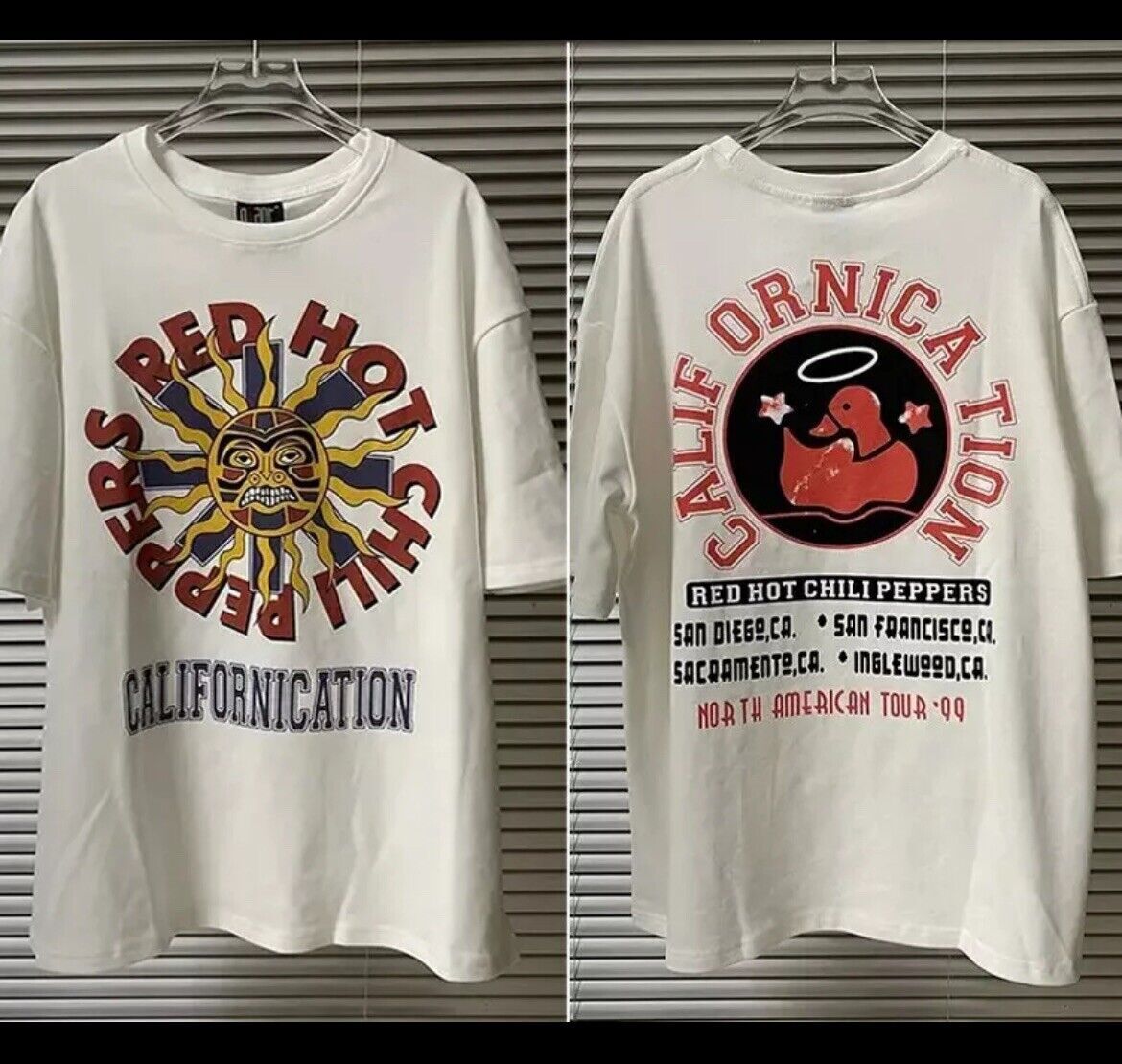 Red Hot Chili Peppers Californication Unisex White 2 Sides T Red Hot Chili Peppers Californication Unisex White 2 Sides T