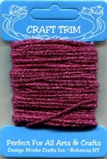 Craft Trim Cord, plastic canvas, Pink Glitter - 10 yards - Design Works 102-21