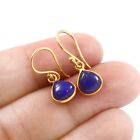 Solid Gold Handmade Dangle Earring Natural Lapis Lazuli Heart Earring- 18k