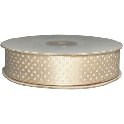 Nastro Doppio Raso a Pois AVORIO da 10 mm x 50 mt 0739