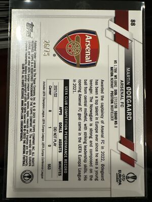 Martin Ødegaard Topps UCC /75 Auto 直筆 Martin Ødegaard Topps UCC /75 Auto 直筆 Martin Ødegaard Topps UCC